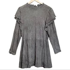 Christy Dawn Gray Mini Dress with Ruffle Shoulders
